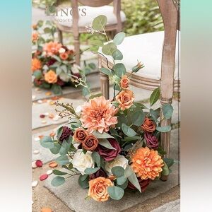 Ling’s Moment Set of 2 Sunset Terracotta Standing Flowers